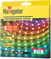 Лента светодиодная 95 313 NLS-5050RGB60-14.4-IP20-24V (уп.5м) Navigator 95313