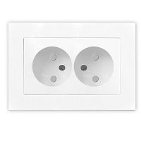 Розетка двухместная UNIVersal серия Афина б/з, с/у, з/ш, 16А, 220В, белая (еврослот), механизм | код A0048 | Universal