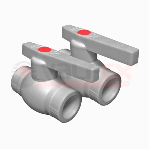 Кран шаровой 63 мм полипропиленовый PPR СЕРЫЙ | код 10144063Г | Valfex