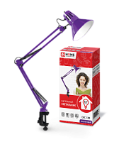 Светильник настольный на струбцине под лампу СНС 13Ф на струбцине 60Вт E27 230В ФИОЛЕТОВЫЙ (коробка) IN HOME | код 4690612035925 | IN HOME