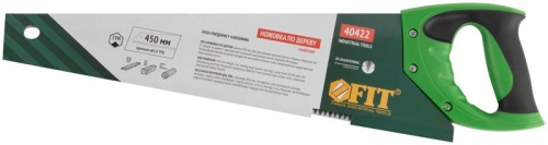 Ножовка по дереву, крупный каленый зуб 5 TPI, 2D заточка, пластиковая прорезиненная ручка 450 мм | код 40422 | FIT фото 3