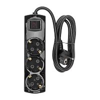 Удлинитель PREMIUM 3 гнезда, 1,5м, 3х1,5мм?, с/з, с выключателем, черный REXANT | код 13-4106 | REXANT