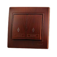 Мира Выключатель двухклавишный проходной вишня | код 701-0601-106 | LEZARD