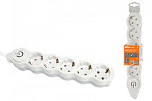 Удлинитель бытовой Люкс УЛ05В выкл, 5 гнезд, 3м, с/з, с з/ш, ПВС 3х1мм2 16А/250В бело-серый TDM | код SQ1303-0137 | TDM