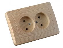 Розетка 2 - местная, РС16-341-02, 16 А, 2P, скрытой установки, без заземляющего контакта, габ. размеры 121 х 80 х 16 мм, 250 В, сосна, MASTER СУ (11 шт.) HEGEL | код РС16-341-02 | HEGEL