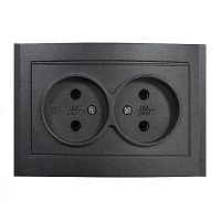 Розетка 2-м СП Бриллиант 16А IP20 без заземл. в сборе графит Universal 7947519-Gr