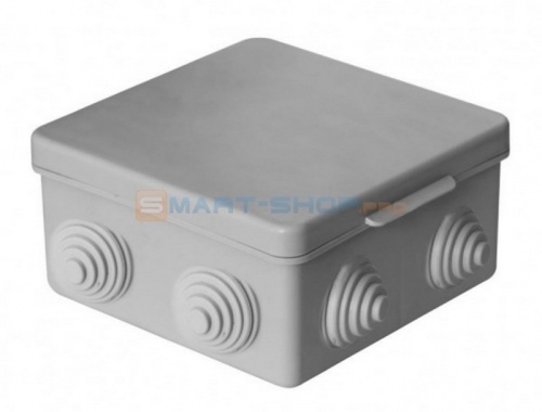 Коробка распаячная для открытой проводки (ОП) 100 х 100 х 50 мм (квадрат), 8 входов ( гермовводы), IP54, серая (60 шт.) | код КО-53017100-060 | УРАЛПАК