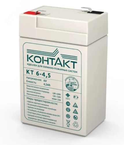 Аккумулятор КТ 6-4,5 6В 4.5Ач | код КТ 6-4.5 | Контакт АКБ