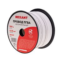 Провод ПГВА REXANT 1х0.75 мм кв, белый, бухта 100 м | код 01-6501 | REXANT