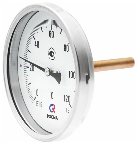 Термометр биметаллический осевой БТ-51.211 0-160С 1/2' 100 кл.1.5 | код 00000002550 | РОСМА