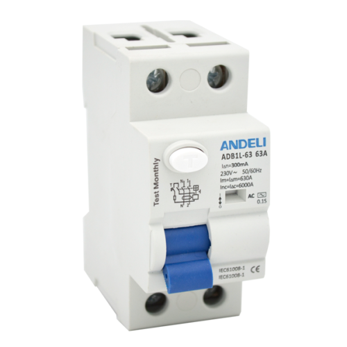 УЗО ADB1L-63 2P 50A 30mA тип AC 6kA (ANDELI) | код ADL03-024 | ANDELI