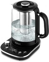 Чайник электрический Kitfort КТ-6157 1.6л. 2200Вт черный/нержавеющая сталь корпус: стекло/металл/пластик | код 1876085 | KITFORT