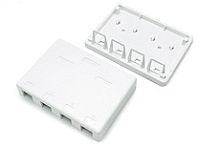 Hyperline SBB4-1-WH Корпус настенной розетки для установки 1-ой вставки типа Keystone Jack, со шторкой, белый | код 444529 | Hyperline