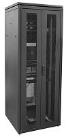 ITK Шкаф сетевой напольный 19" LINEA N 28U 800х800мм двустворчатая перфорированная дверь, задняя перфорированная черный | код LN05-28U88-2PP | IEK
