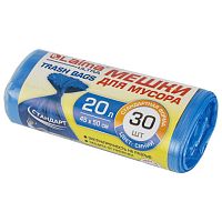 Мешки для мусора LAIMA ULTRA 20 л синие 30 шт. прочные, ПНД 8 мкм, 45х50 см, 607682 | код 607682 | LAIMA