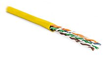 Кабель витая пара неэкранированная U/UTP категория 5e 4 пары (24 AWG) многожильный (patсh) LSZH нг(С)-HF желтый, Hyperline UUTP4-C5E-P24-IN-LSZH-YL-100 (100 м) | код 243608 | Hyperline