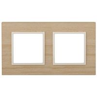 Рамка на 2 поста, дерево, Эра Elegance, клён+сл.кость, 14-5302-11 | код Б0034576 | ЭРА