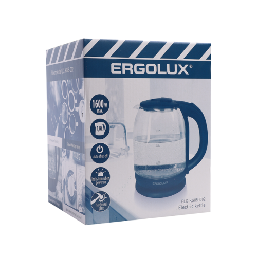 Чайник стеклянный ELX-KG05-C02 черн. ПРОМО Ergolux 14922 фото 2