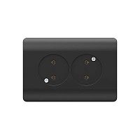 (NEW3-E) Розетка б/з со шторками двойная, 16А, черный | код 431492 | CHINT