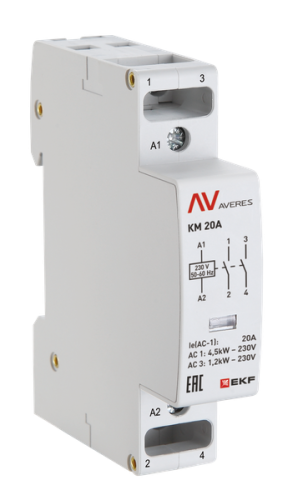 Контактор модульный КМ 20А 1NC+1NO 48VAC (1 мод.) AVERES EKF | код km-av-1-20-11-48V | EKF Контактор модульный КМ 20А 1NC+1NO 48VAC (1 мод.) AVERES EKF | код km-av-1-20-11-48V | EKF
