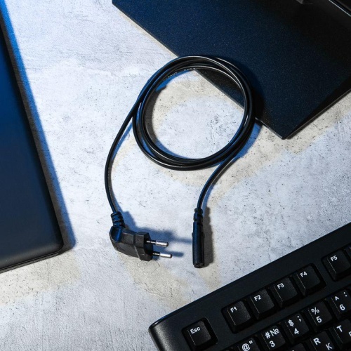 Шнур сетевой вилка угловая-евроразъем С7 кабель 2xх075кв.мм длина 1.5м (PVC пакет) Rexant 11-1104 фото 2