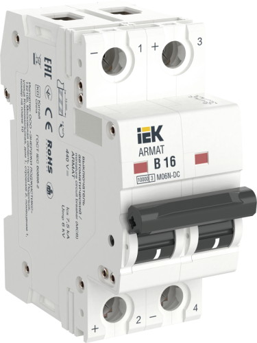 ARMAT Авт. выкл. M06N-DC 2P B 16А IEK | код AR-M06N-2-B016DC | IEK