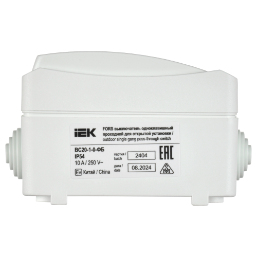 FORS Выкл. 1-кл. прох. о/у IP54 ВС20-1-0-ФБ бел. IEK | код EVS10-K01-10-54-DC | IEK фото 2 FORS Выкл. 1-кл. прох. о/у IP54 ВС20-1-0-ФБ бел. IEK | код EVS10-K01-10-54-DC | IEK фото 2