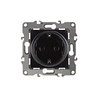 Розетка 2P+E Schuko, 16A-250В, Эра12, чёрный, 12-2101-06 | код Б0014680 | ЭРА