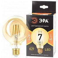 Лампа F-LED G95-7W-824-E27 gold (филамент шар зол. 7Вт тепл. E27) (20/420) | Код. Б0047662 | ЭРА