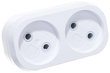 Разветвитель 2 гнезда без заземл. плоский 6А UNIVersal А202