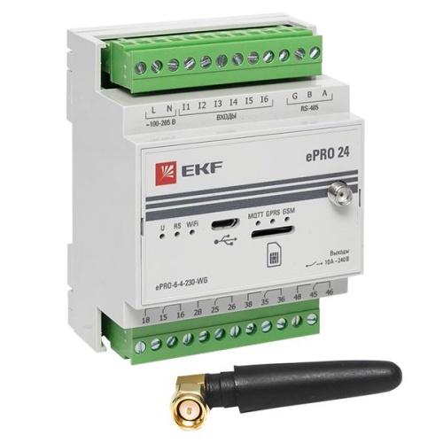 Контроллер базовый ePRO 24 удаленного управления 6вх/4вых 230В WiFi GSM с внешней антенной EKF PROxima | код ePRO-6-4-230-WG1 | EKF фото 4