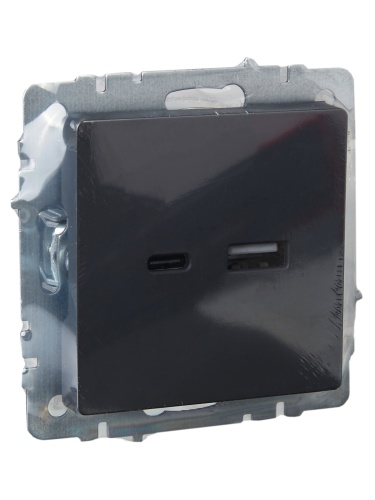 BRITE Роз. USB A+C 18Вт РЮ11-1-БрГ граф. IEK | код BR-U22-018-K53 | IEK фото 8