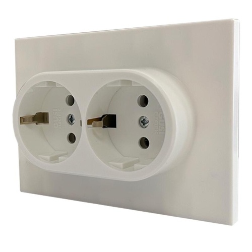 Механизм розетки 2-местн. с/з с з/ш СП Ugra 16А IP20 250В беж. | код С11Р6-003 | GUSI