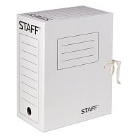 Папка архивная с завязками А4 (325х250 мм), 150 мм, до 1400 листов, микрогофрокартон, БЕЛАЯ, STAFF, 128875 | код 128875 | STAFF