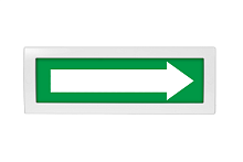 Оповещатель световой, двухстороннее исполнение с петлями для потолочного крепления Молния-2-12 Стрелка зеленый фон | код Молния 2-12 Стрелка | Вистл