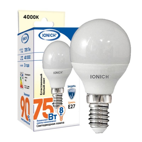 Лампа светодиодная ILED-SMD2835-P45-8-720-220-4-E14 (1317) IONICH 1548