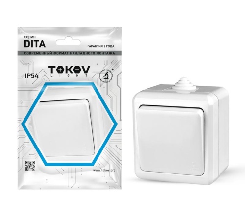Выключатель 1-кл. ОП Dita IP54 10А 250В бел. | код. TKL-DT-V1-C01-IP54 | TOKOV ELECTRIC Выключатель 1-кл. ОП Dita IP54 10А 250В бел. | код. TKL-DT-V1-C01-IP54 | TOKOV ELECTRIC
