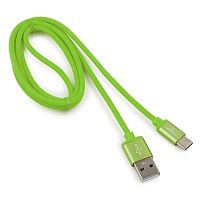Кабель USB 2.0 Cablexpert CC-S-USBC01Gn-1M, AM/Type-C, серия Silver, длина 1м, зеленый, блистер | код CC-S-USBC01Gn-1M | Cablexpert