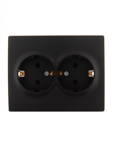 Розетка 2-м СП KARINA термопласт с заземл. черн. бархат LEZARD 707-4200-127B
