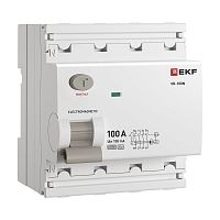 Выключатель дифференциального тока ВД-100N 4P 100А 100мА тип A эл-мех 6кА PROXIMA EKF | код E1046MA100100 | EKF