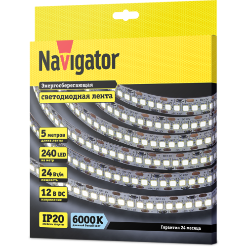 Лента светодиодная 14 459 NLS-2835CW240-24-IP20-12V (уп.5м) NAVIGATOR 14459 фото 3