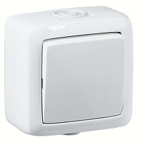 Выключатель одноклавишный наружный белый IP44 16А | код ВА16-211 | HEGEL