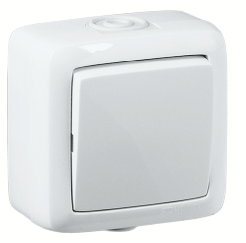 Выключатель одноклавишный наружный белый IP44 16А | код ВА16-211 | HEGEL
