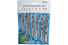 Набор сверл по дереву, ПВХ конверт, 8 шт(3-4-5-6-7-8-9-10 мм) | код 36108 | FIT