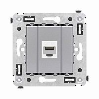 Компьютерная розетка RJ-45 без шторки в стену, кат.6А одинарная, Avanti, Закаленная сталь | код 4404673 | DKC