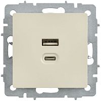 Розетка СП BRITE РЮ11-2-БрКр USB A+C 45Вт высокоскор. заряд. беж. IEK BR-U22-045-K10