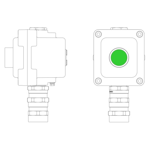 Взрывонепроницаемый пост управления из алюминия LCSD-01-B-MC-P1G(11)x1-PCMB-KA3MHK / 1Ex d IIB T5 Gb / Ex tb IIIC T95°С Db IP66 | код LCSD21000010 | DKC