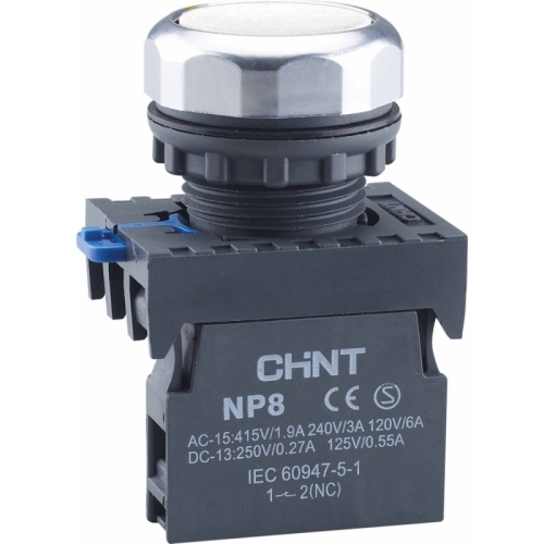 Кнопка упр. NP8-20BND/1 подствет., самовозв., белый, AC110-230В(LED), 2НО, IP65 (R) | код 667642 | CHINT Кнопка упр. NP8-20BND/1 подствет., самовозв., белый, AC110-230В(LED), 2НО, IP65 (R) | код 667642 | CHINT