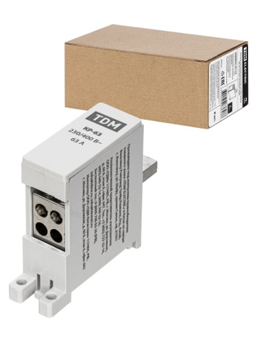 Клемма распределительная на DIN-рейку КР-63 1П 63А (4х10мм?) TDM | код SQ0823-0112 | TDM