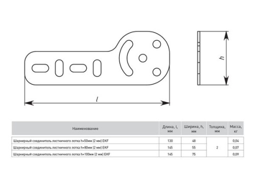 Шарнирный соединитель лестничного лотка h=50 мм (2 мм) | код shlt502 | EKF фото 3 Шарнирный соединитель лестничного лотка h=50 мм (2 мм) | код shlt502 | EKF фото 3